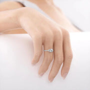 Handmade Vintage Bridal Solitaire Moissanite Ring, White Gold